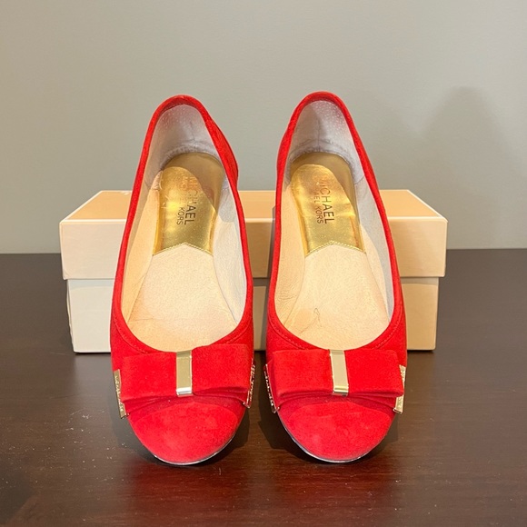 Michael Kors red suede ballerina flats size 6.5 - Picture 2 of 4